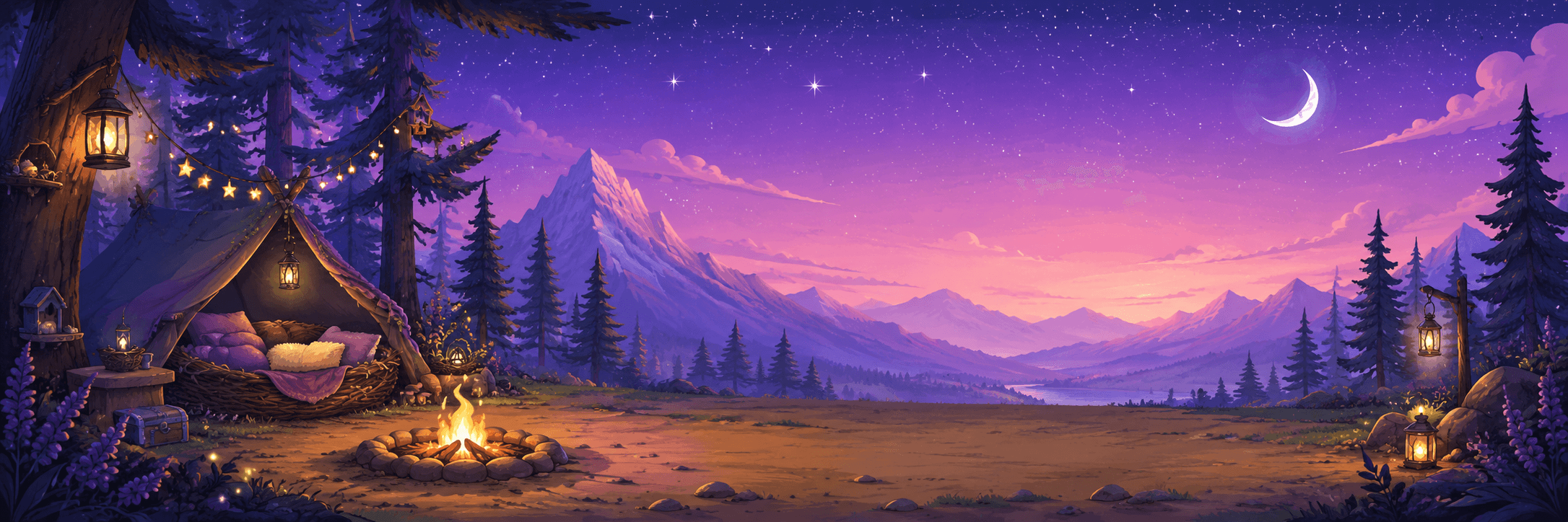 Campsite banner scene